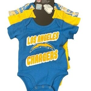 NFL Los Angeles Chargers 3 Piece Creeper Set Infant 0-3M Blue Yellow